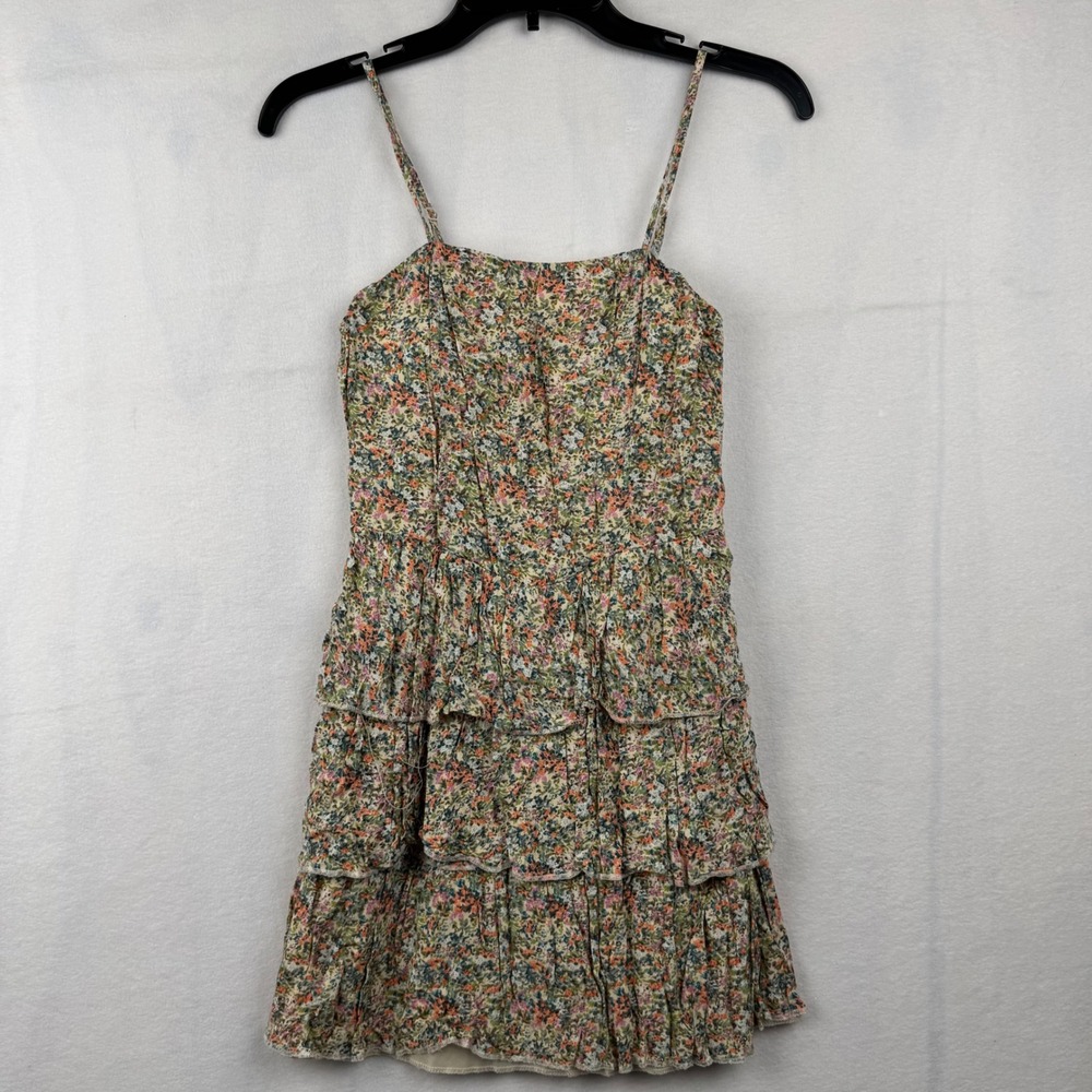 Poetry Floral Print Ruffle Mini Dress Spaghetti Strap‎ Summer Casual